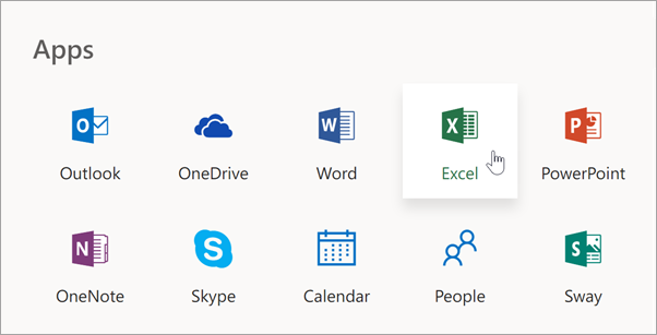 登录 www.office.com 后，选择要使用的应用。