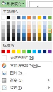 “形状填充”颜色选项菜单