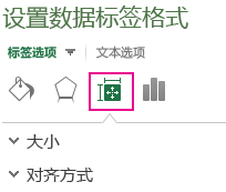 设置数据标签格式 大小 & 属性图标和窗格