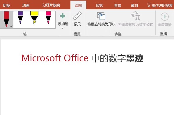你好是用数字墨迹写在 PowerPoint 画布上的。