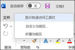 显示“快速访问工具栏”的选项图像