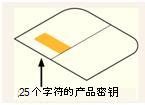 产品密钥位于包装内，位于包装盒左侧标签上