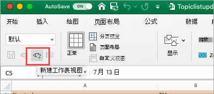 显示 Excel 电子表格