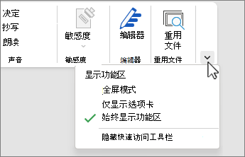 功能区显示选项菜单