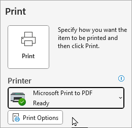 经典 Outlook 文件打印选项