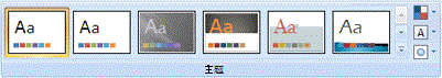 显示主题库的 PowerPoint 设计选项卡。