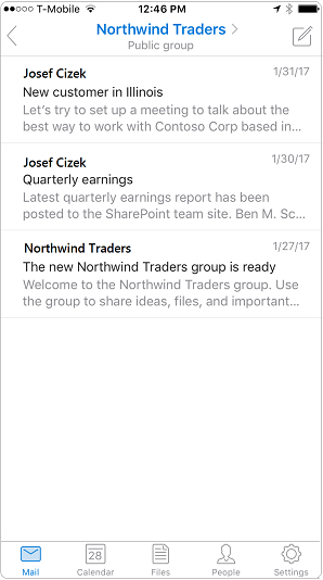 Outlook 移动应用中的对话视图