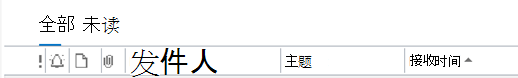 在邮件列表顶部，可以筛选当前文件夹以仅显示未读邮件，也可以显示所有邮件。