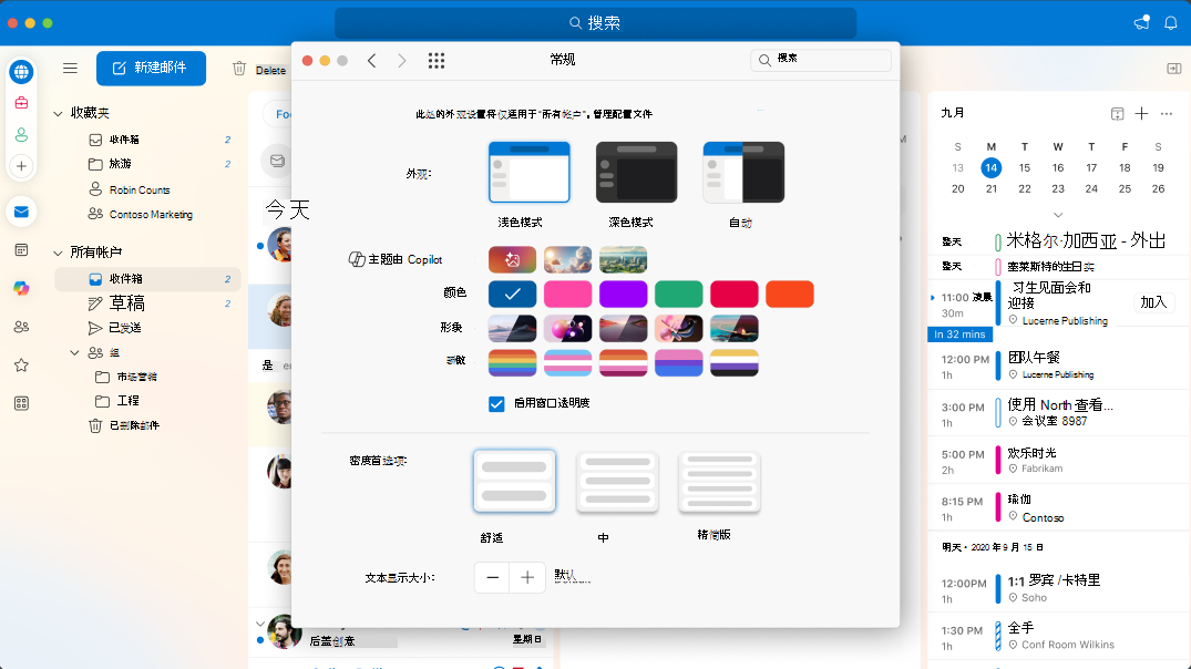 显示 Copilot 主题入口点的设置页