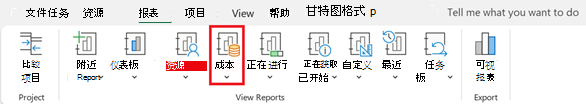“报表”选项卡上的“成本”按钮