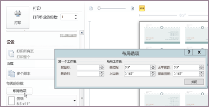 打印版式选项