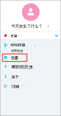 Android版Skype for Business中的“选项”屏幕