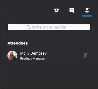 显示参与者的 Mac 版 Skype for Business 会议窗口