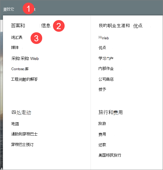 具有三个信息级别的大型菜单的图像