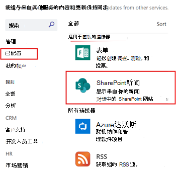 显示为团队频道配置的 SharePoint 新闻