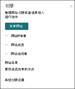 SharePoint 网站权限面板
