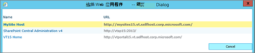 从更改 Web 应用页中选择一个 Web 应用