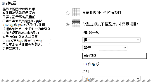 在“编辑设置”下，定义视图所需的筛选器。