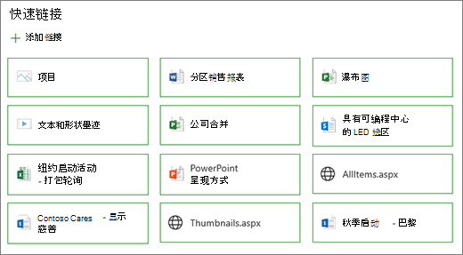 快速链接的按钮布局