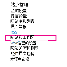 “网站设置”页中的网站和工作区部分