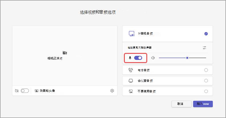 在会议前管理音频