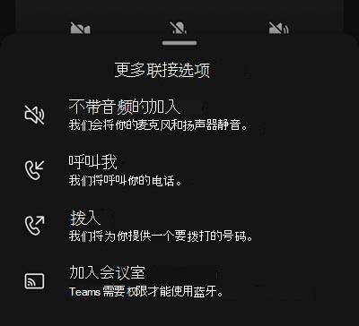 从移动会议预加入屏幕中选择音频源。