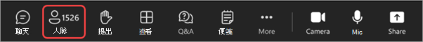 全体大会期间会议控件的屏幕截图，其中突出显示了人员