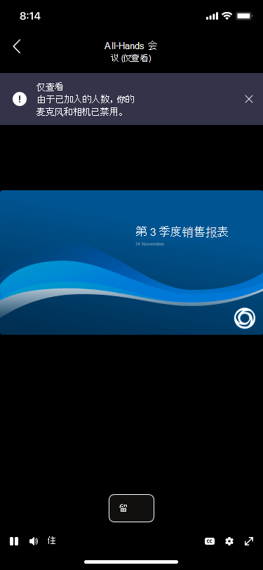 仅查看移动预加入屏幕