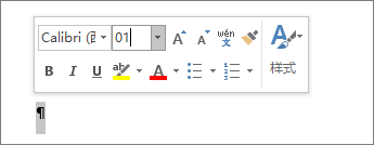 将字号设置为 1