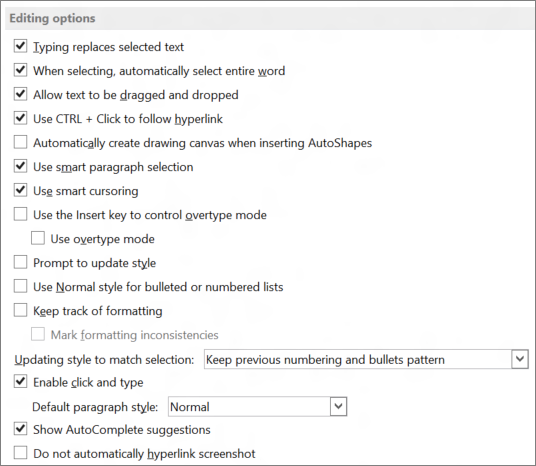 Word 2013 编辑选项