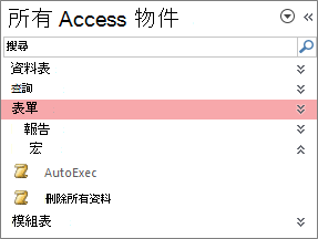Access 瀏覽窗格