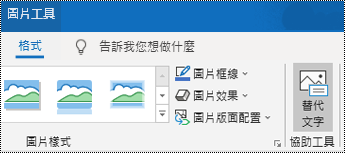 Windows 版 Outlook 功能區上的 [替代文字] 按鈕。