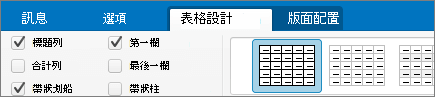 Mac 版 Outlook 中的 [標題列] 核取方塊。