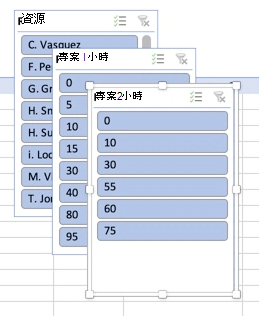 Mac 版 Excel 中的樞紐分析表切片器。