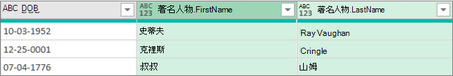 展開結構化記錄欄的結果