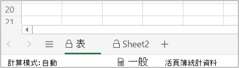 顯示工作表保護