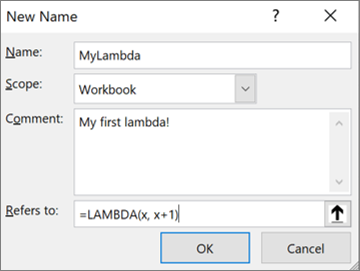 在名稱管理員中定義 LAMBDA 函數