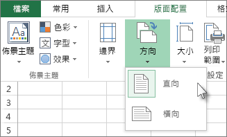 按一下 [常用] 索引標籤上的 [方向]。