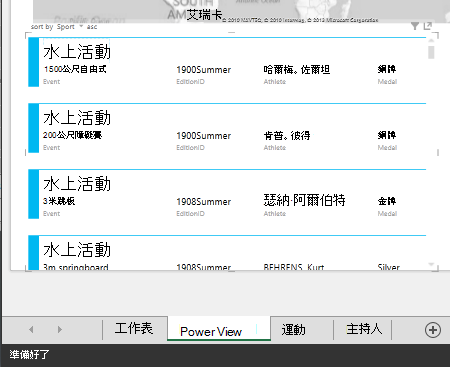 含表格行為預設值的卡片視覺效果