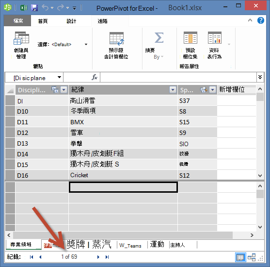PowerPivot 顯示記錄數目