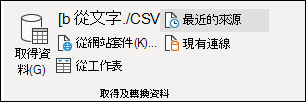 [資料] 索引標籤上的 [取得外部資料] 群組