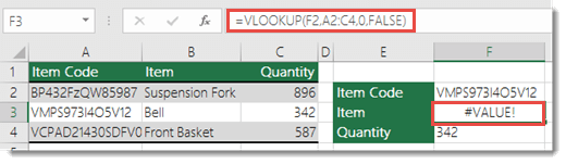 顯示 tHe #VALUE！當col_index_argument小於 1 時顯示錯誤