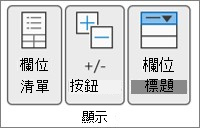 Excel 功能區影像
