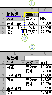 變更樞紐分析表版面配置的範例