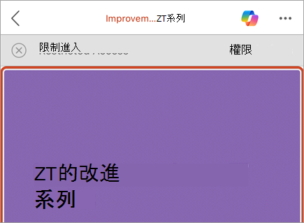 含有 [限制存取訊息和權限] 按鈕之商務列的螢幕擷取畫面。