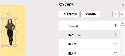 顯示選取窗格