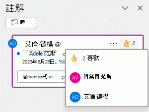 對註解按讚，看看還有誰喜歡該註解。