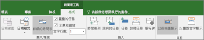 [時間表] 檢視的 [格式] 索引標籤
