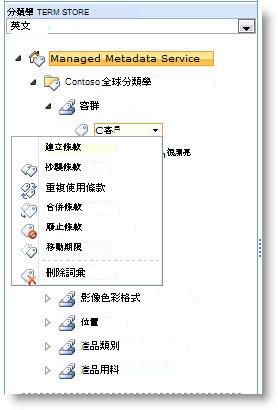 使用功能表來管理字詞集中的字詞。