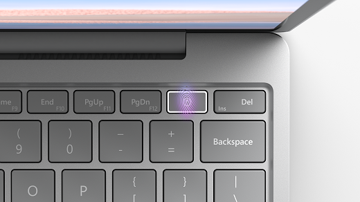 Surface 筆電上的指紋電源按鈕